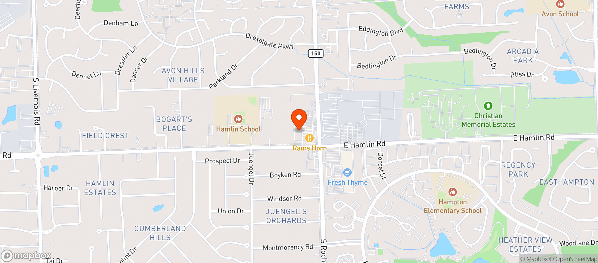 Map showing Hamlin Pubs