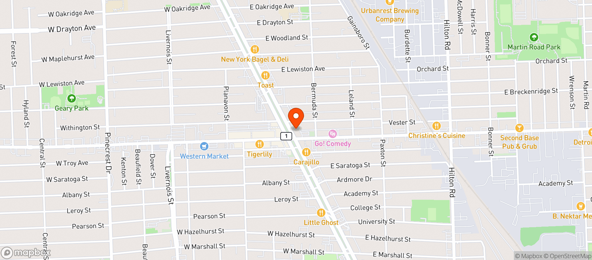 Map showing Woodward Imperial