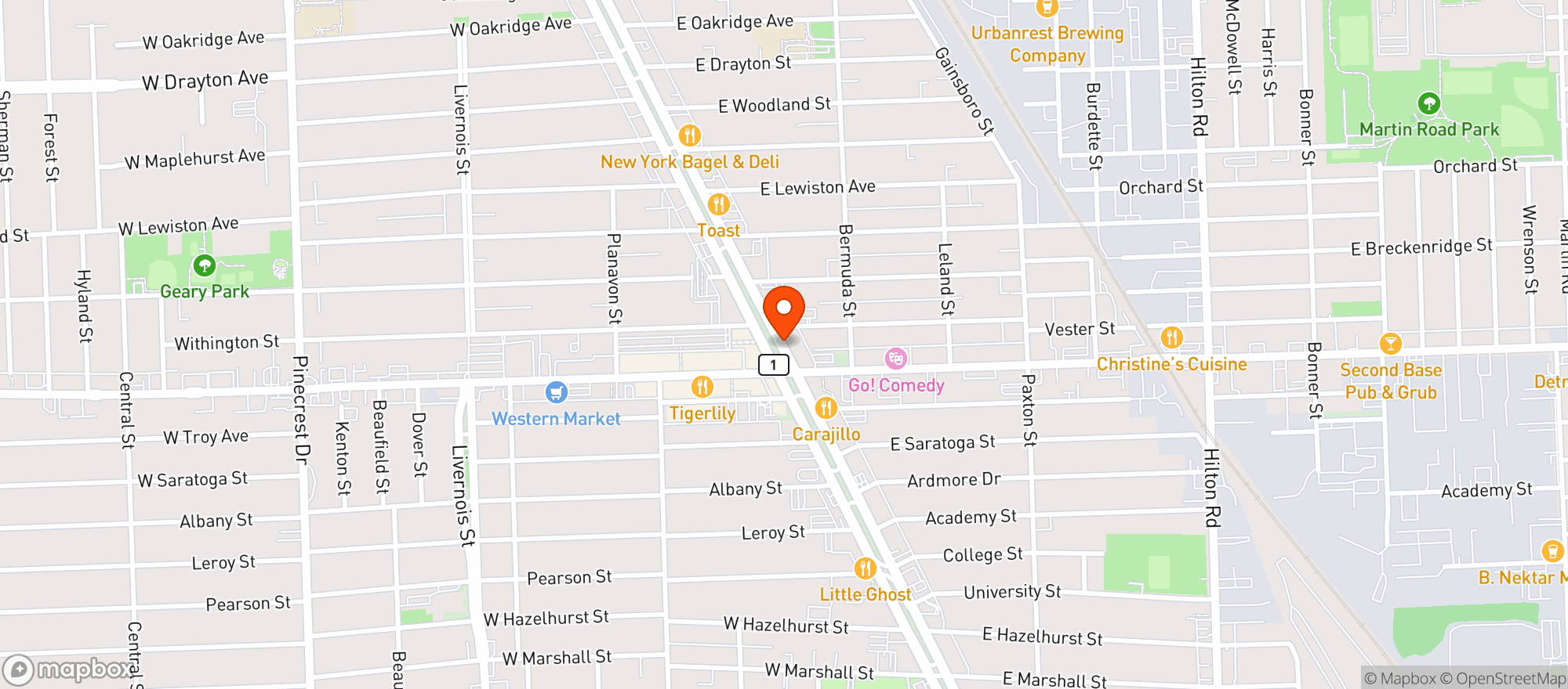 Map showing Comos Restaurant
