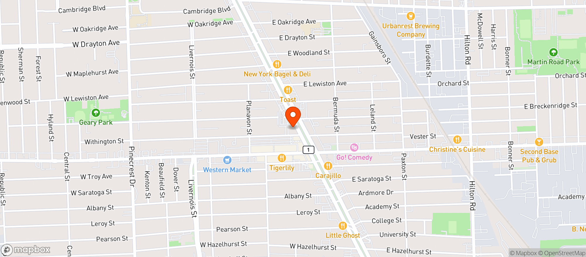 Map showing Nine Kitchen & Bar
