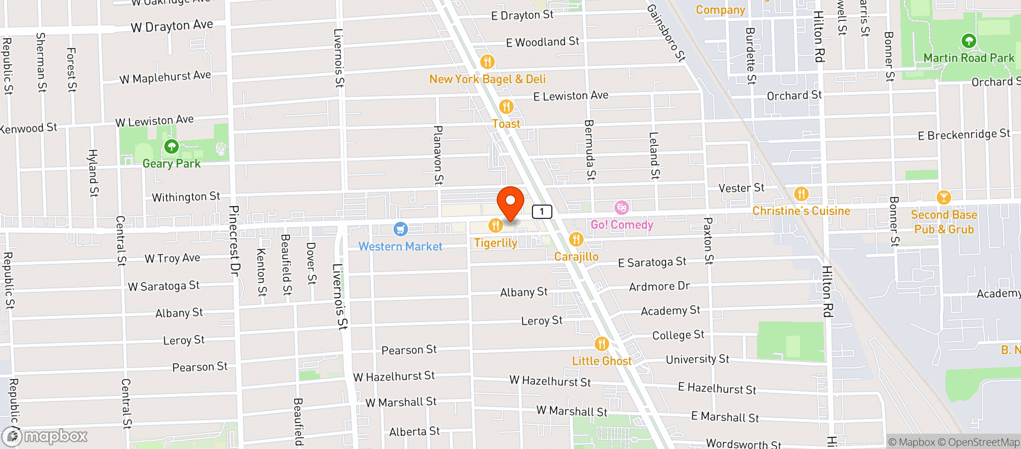 Map showing THE OAKLAND