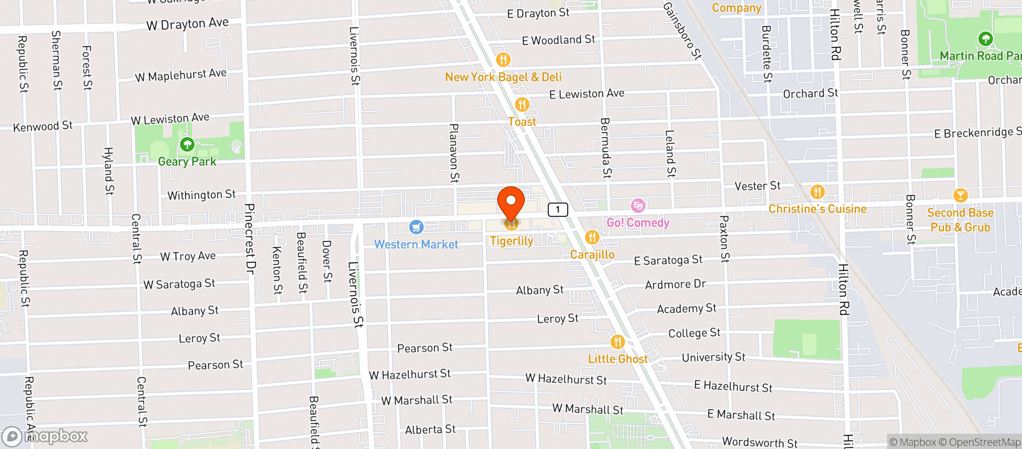 Map showing Sidecar Slider Bar - Ferndale