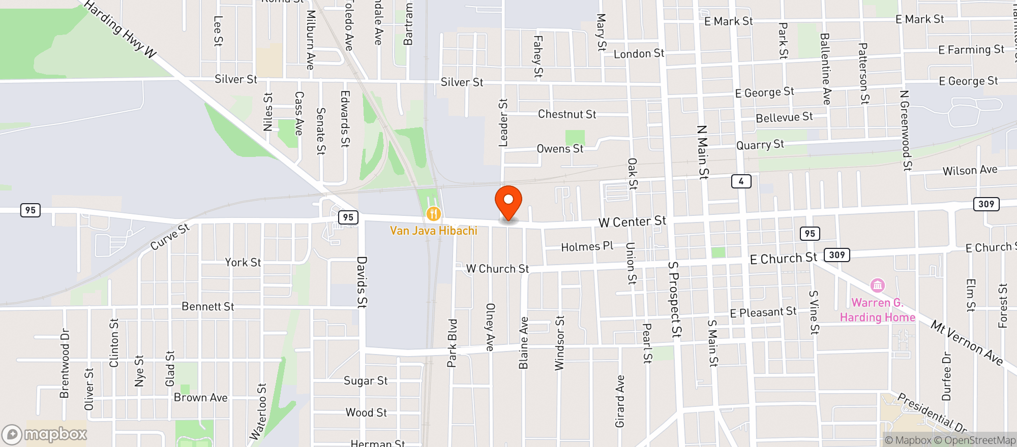 Map showing Jacks Drive Thru