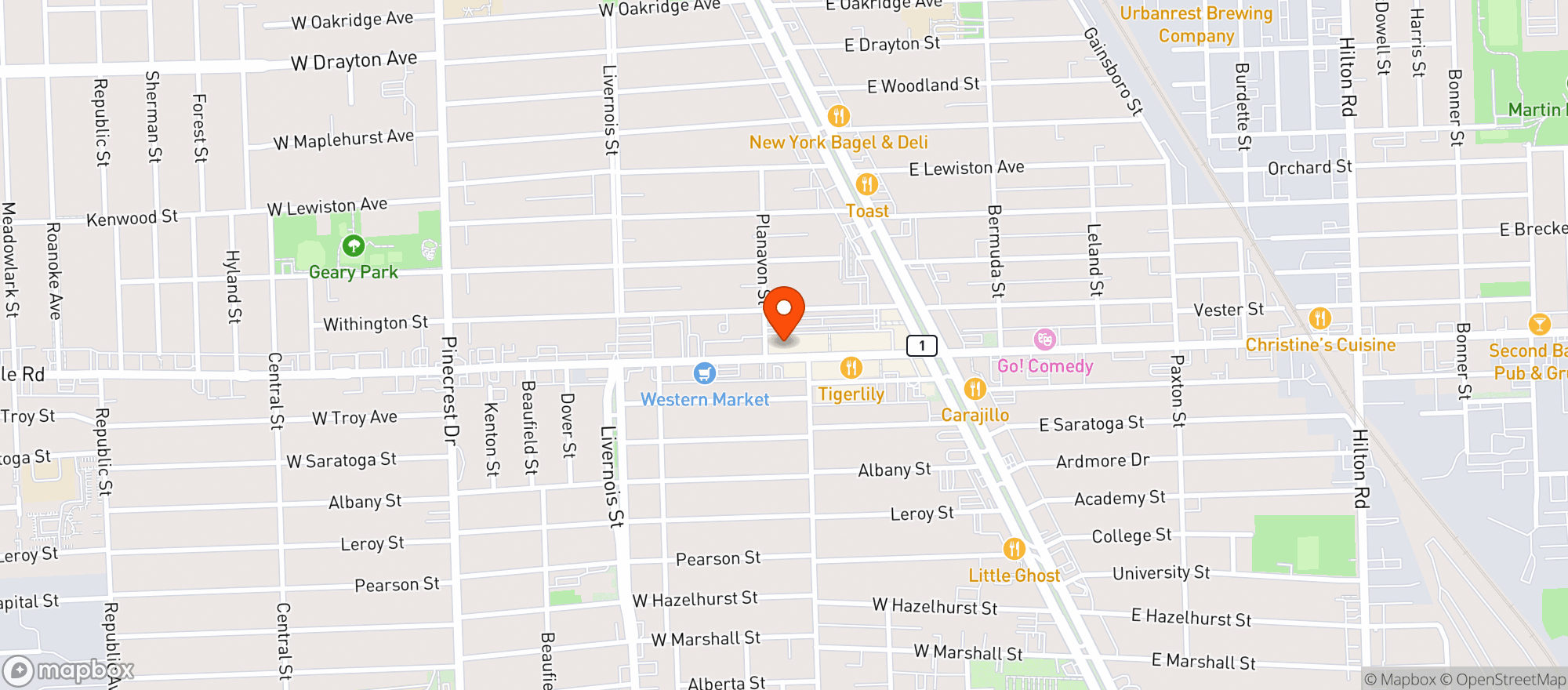 Map showing Coeur Ferndale