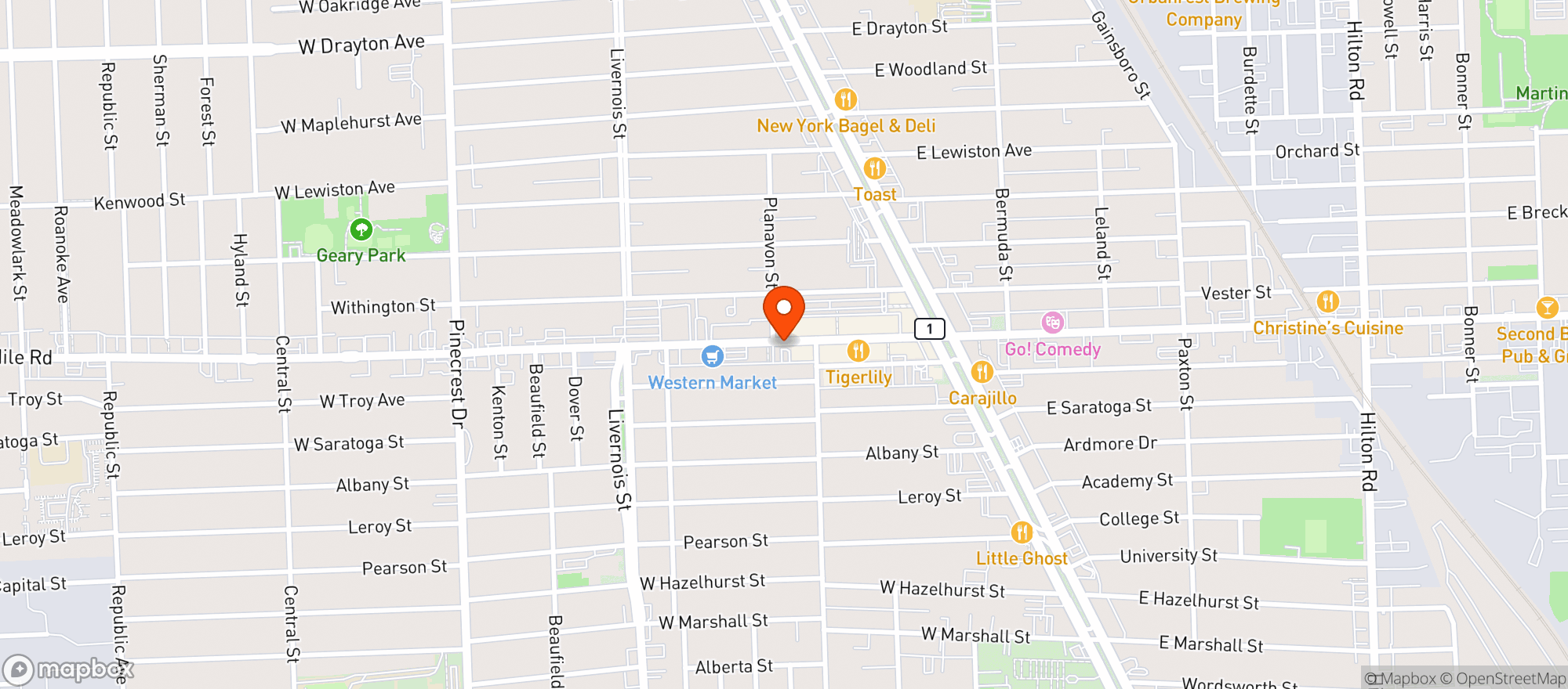 Map showing Secret Cigar Bar And Bistro