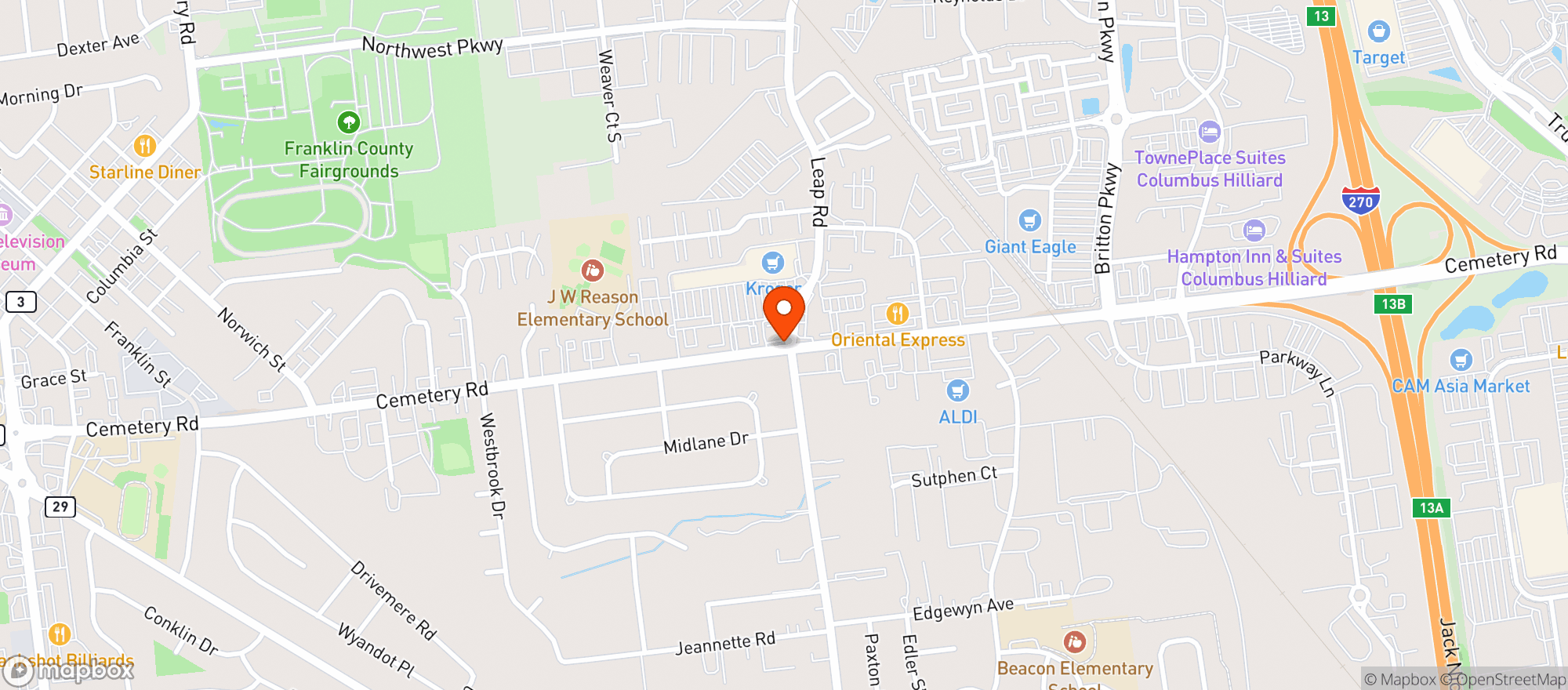 Map showing Columbus (016) - 00966 - Cemetery Road