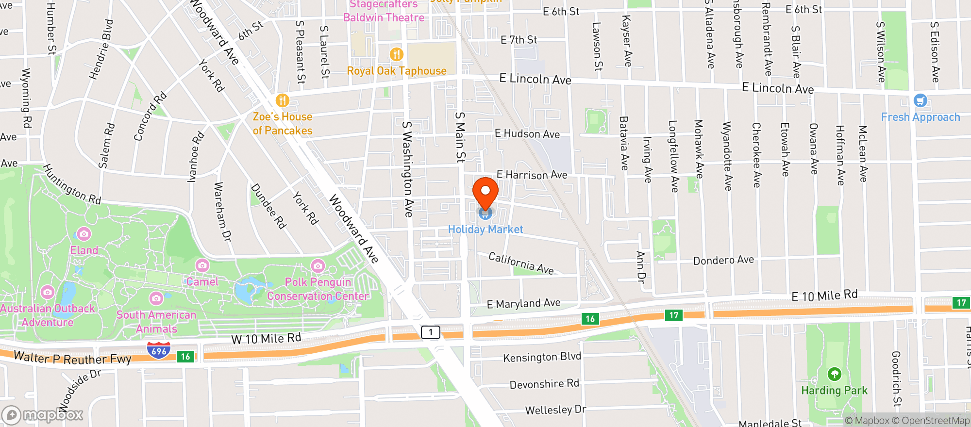 Map showing Holiday Market
