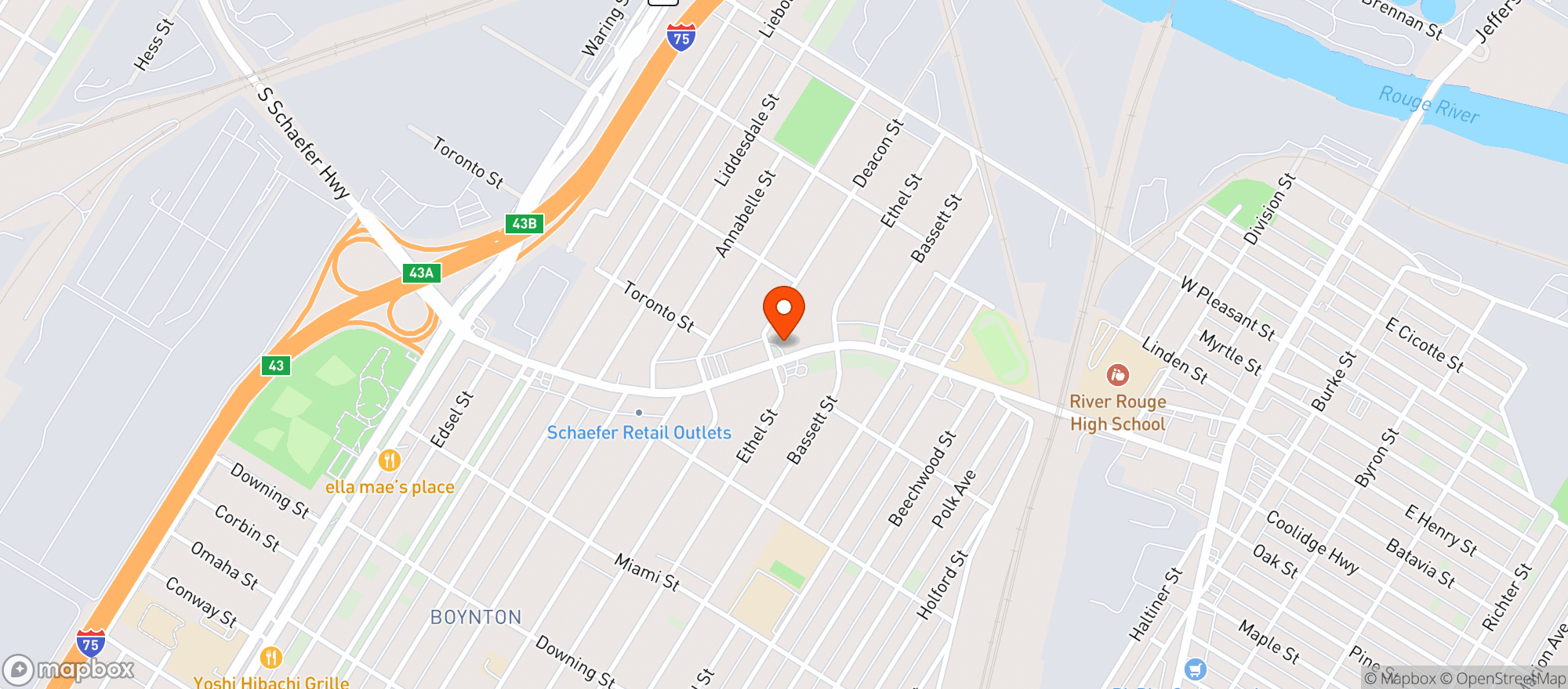 Map showing Green Pharm Detroit