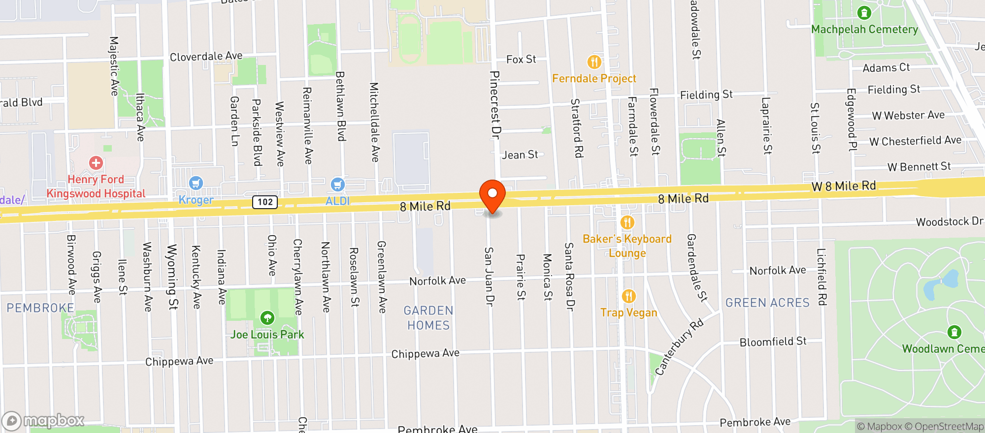 Map showing Jars West Detroit