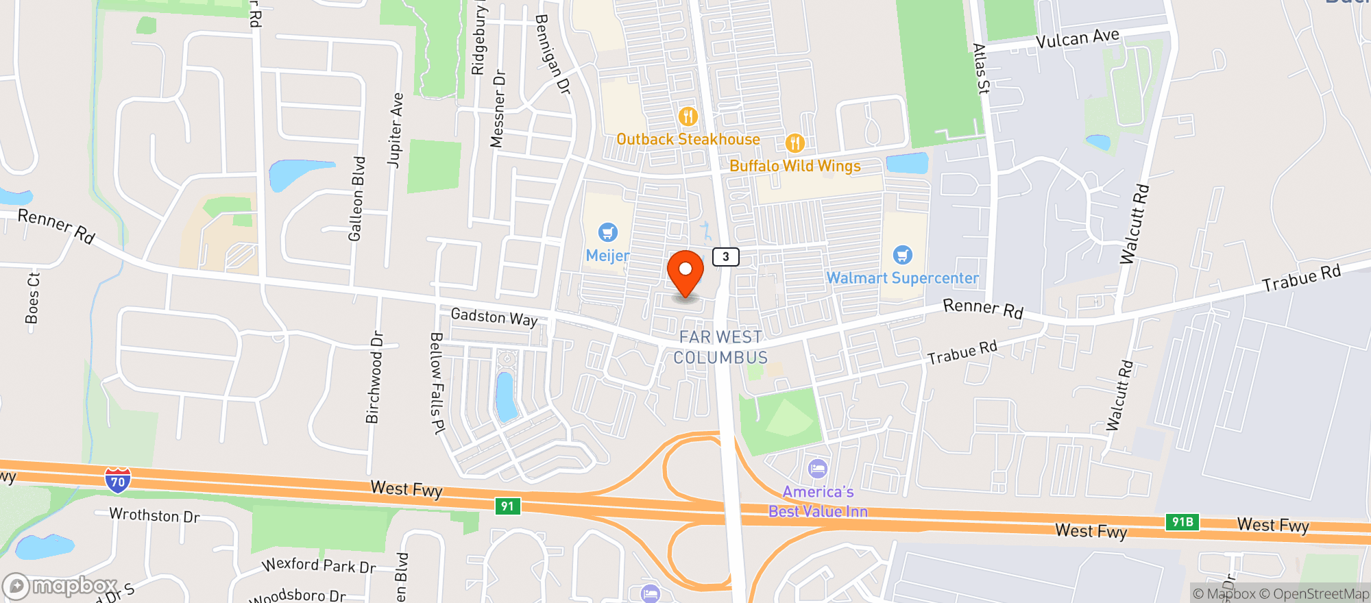 Map showing Pastimes Pub & Grill Hilliard