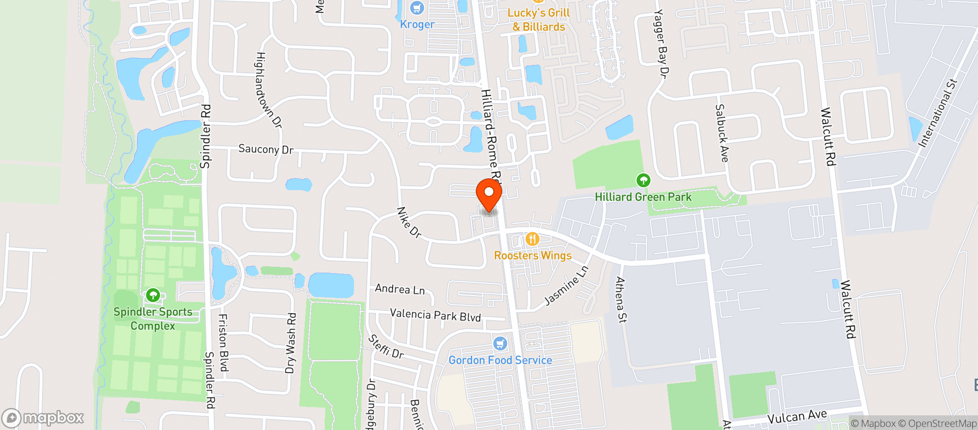 Map showing NIKE DRIVE THRU