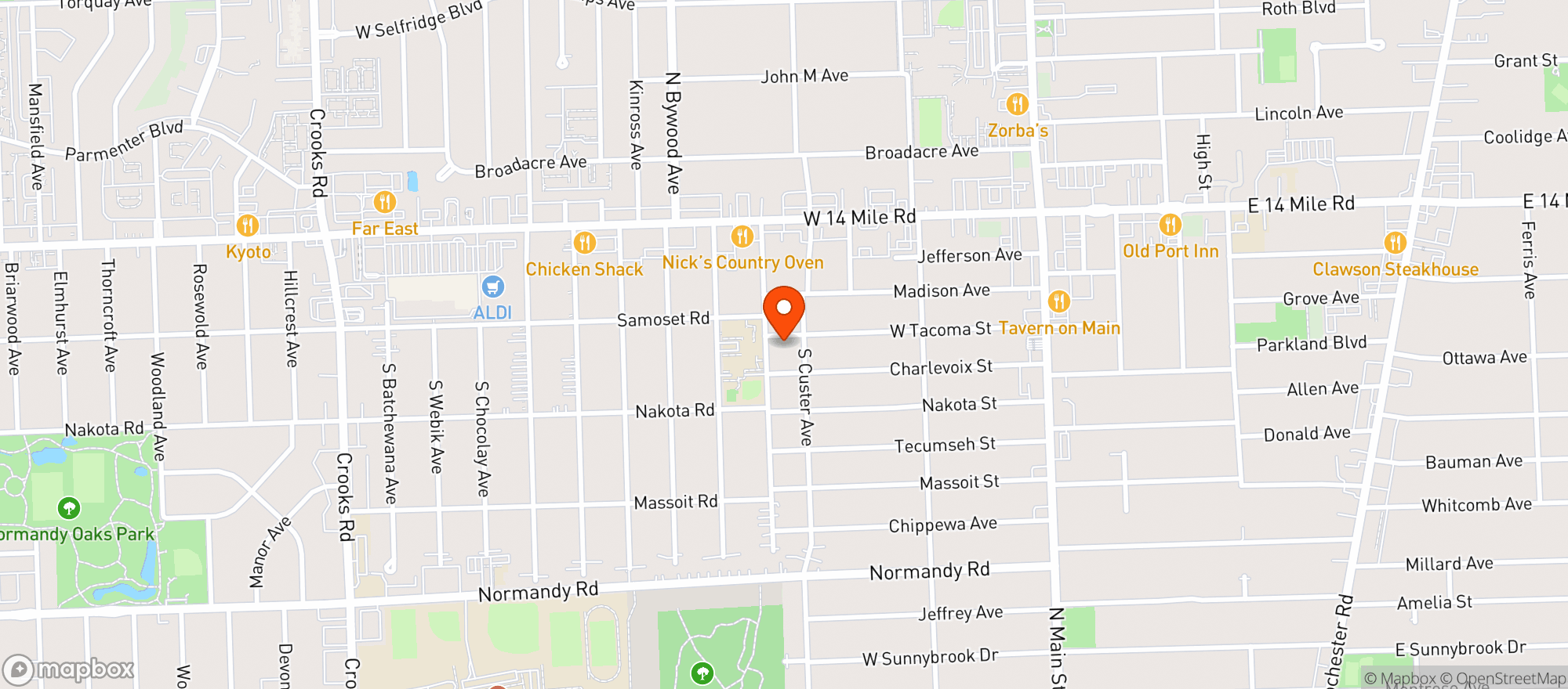 Map showing All Natural Hippie - Clawson - Tacoma Street