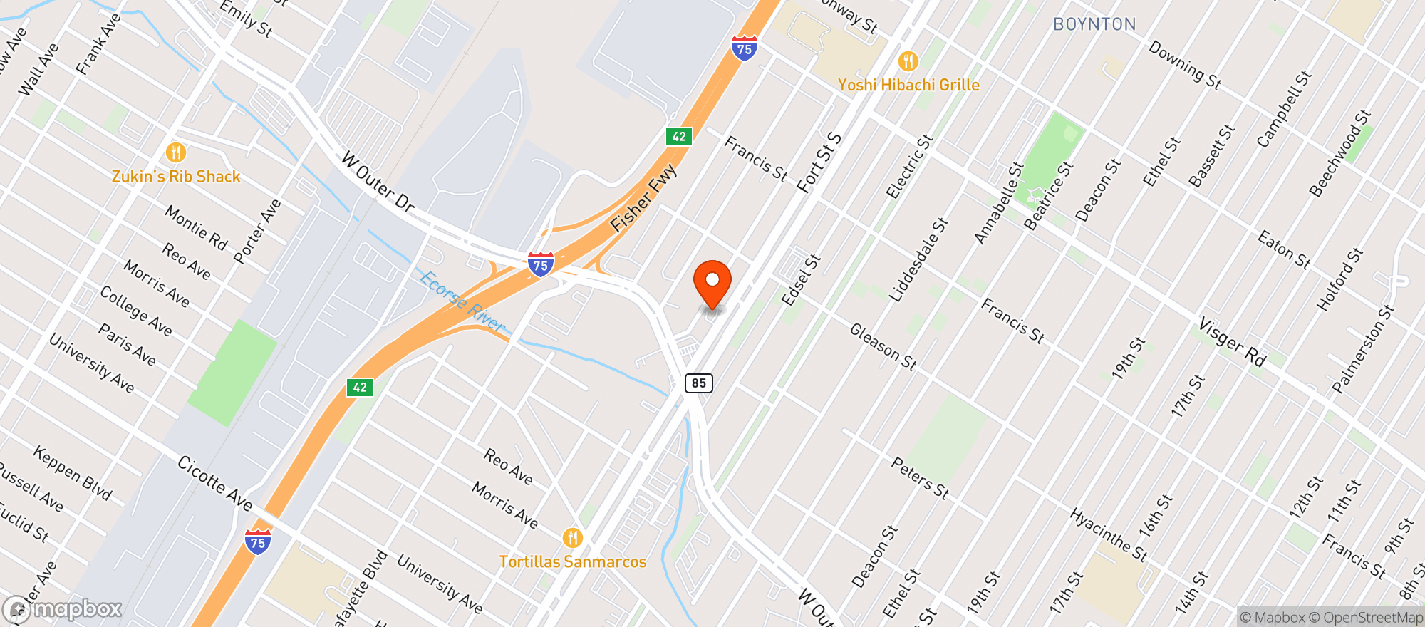 Map showing House Of Dank Detroit (fort St)