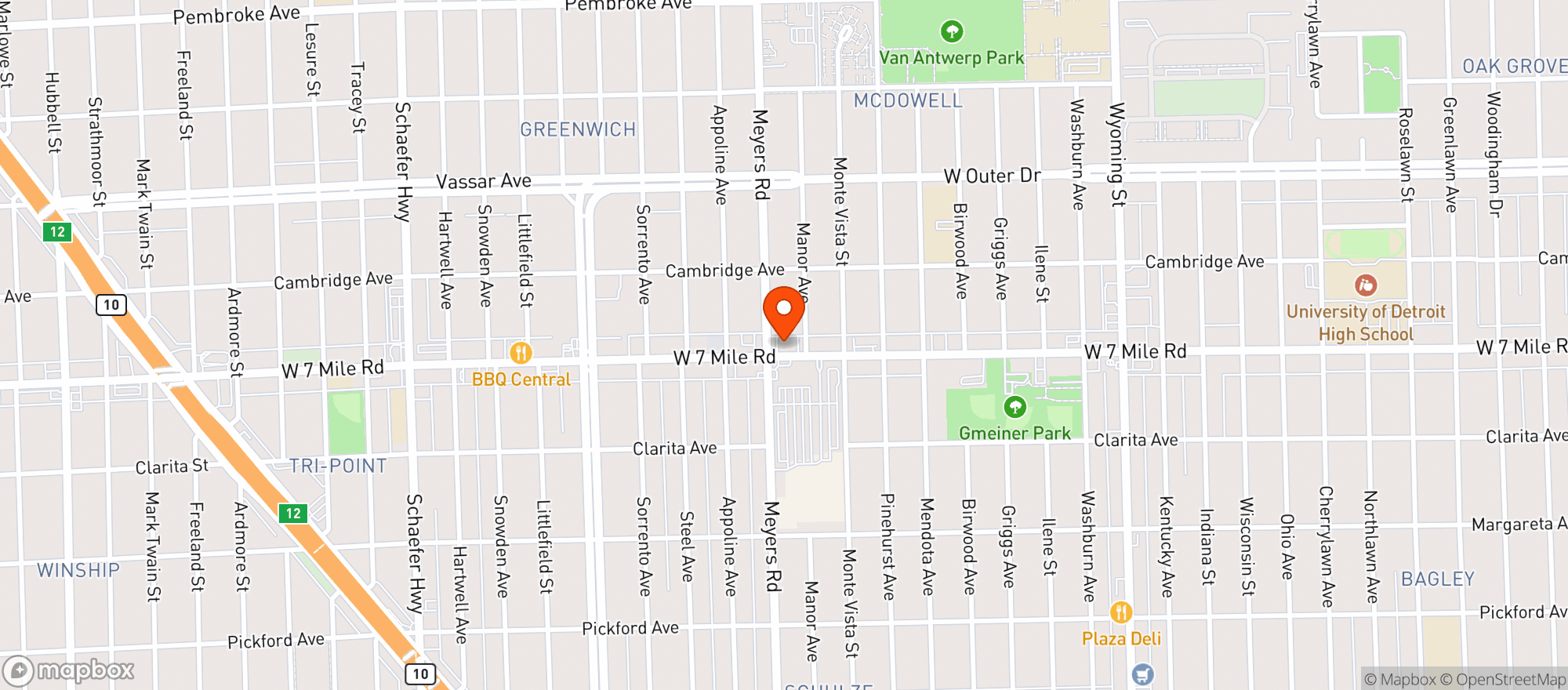Map showing Detroit Wine & Liquor