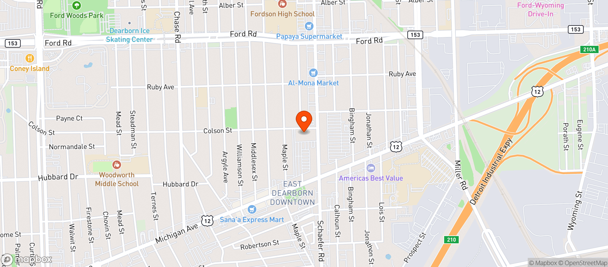 Map showing Dearborn