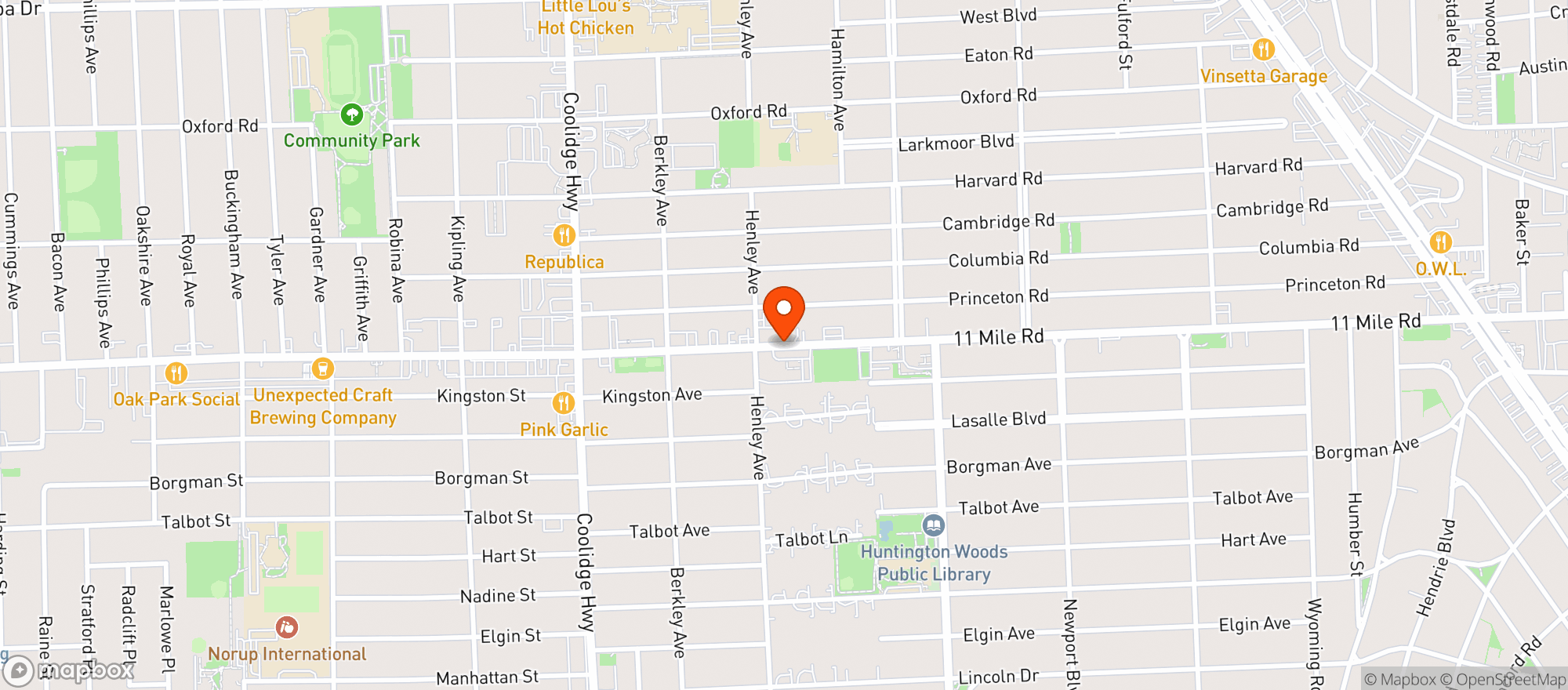 Map showing BevMo - Detroit Berkley
