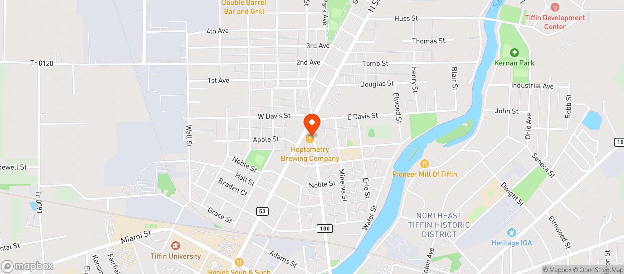 Map showing B&B FOOD MART