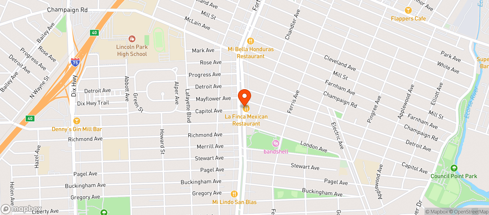 Map showing Lincoln Liquor Shop
