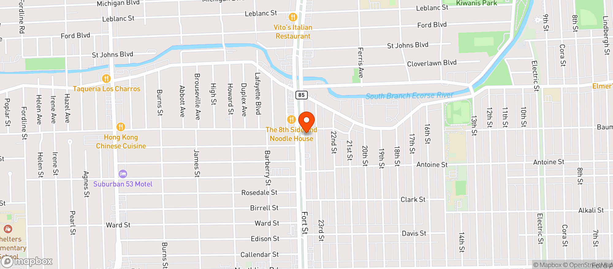 Map showing Mts Pizza King