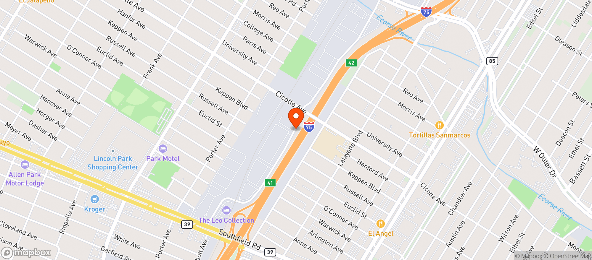 Map showing Pleasantrees Cannabis Dispensary Lincoln Park