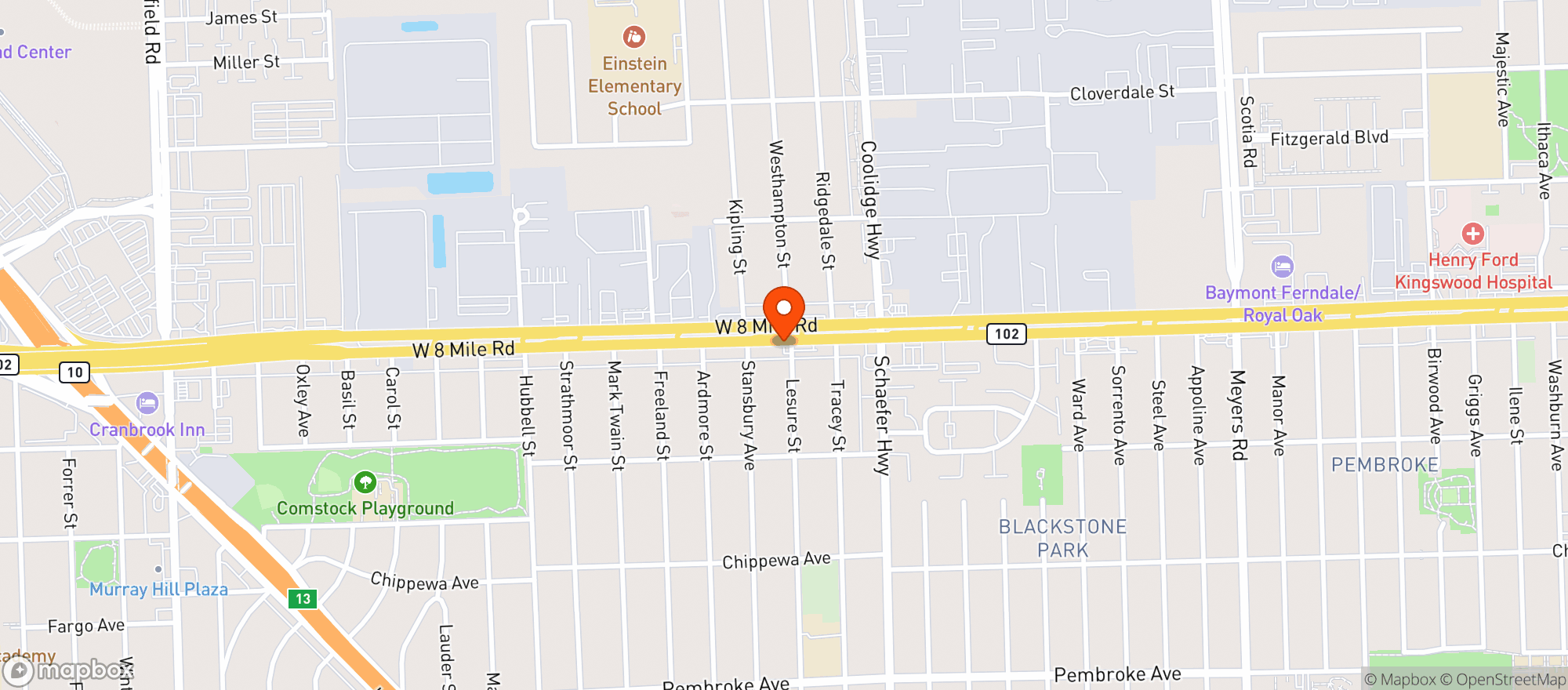 Map showing The Clinic Detroit - Rec