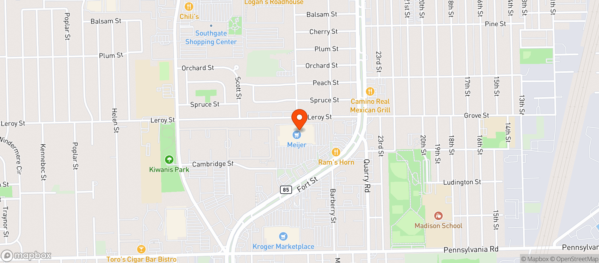 Map showing Meijer