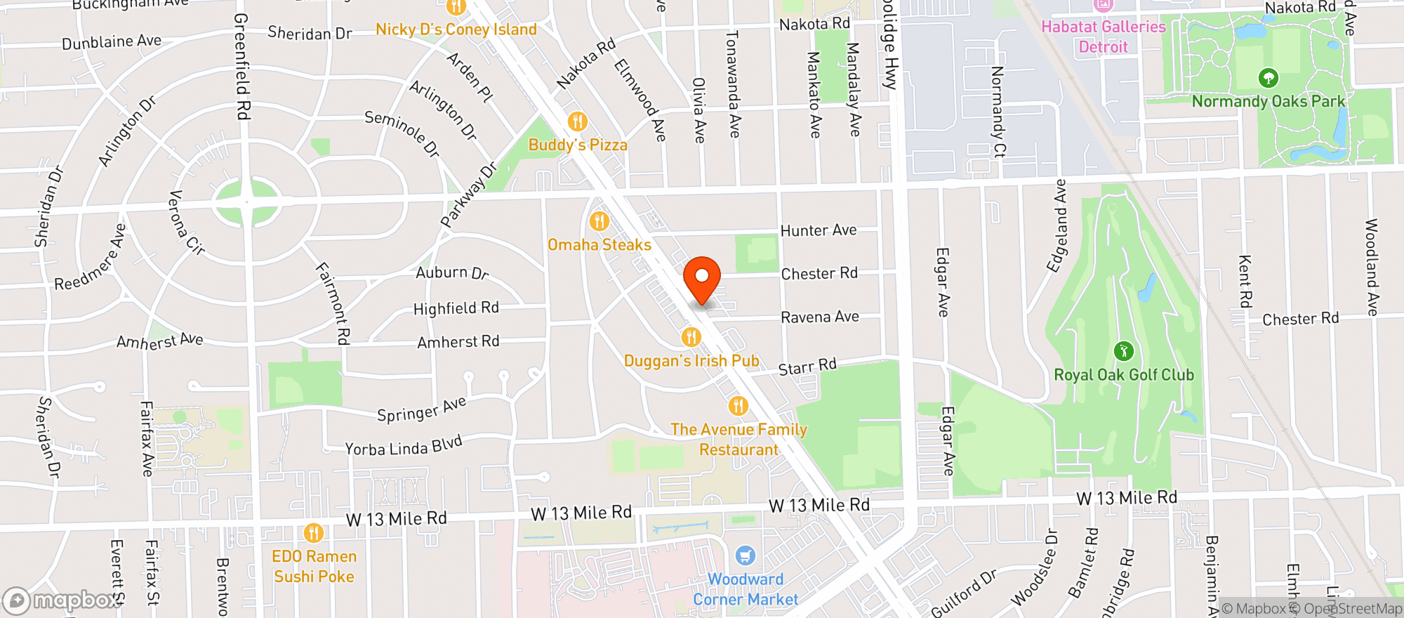 Map showing Red Coat Tavern