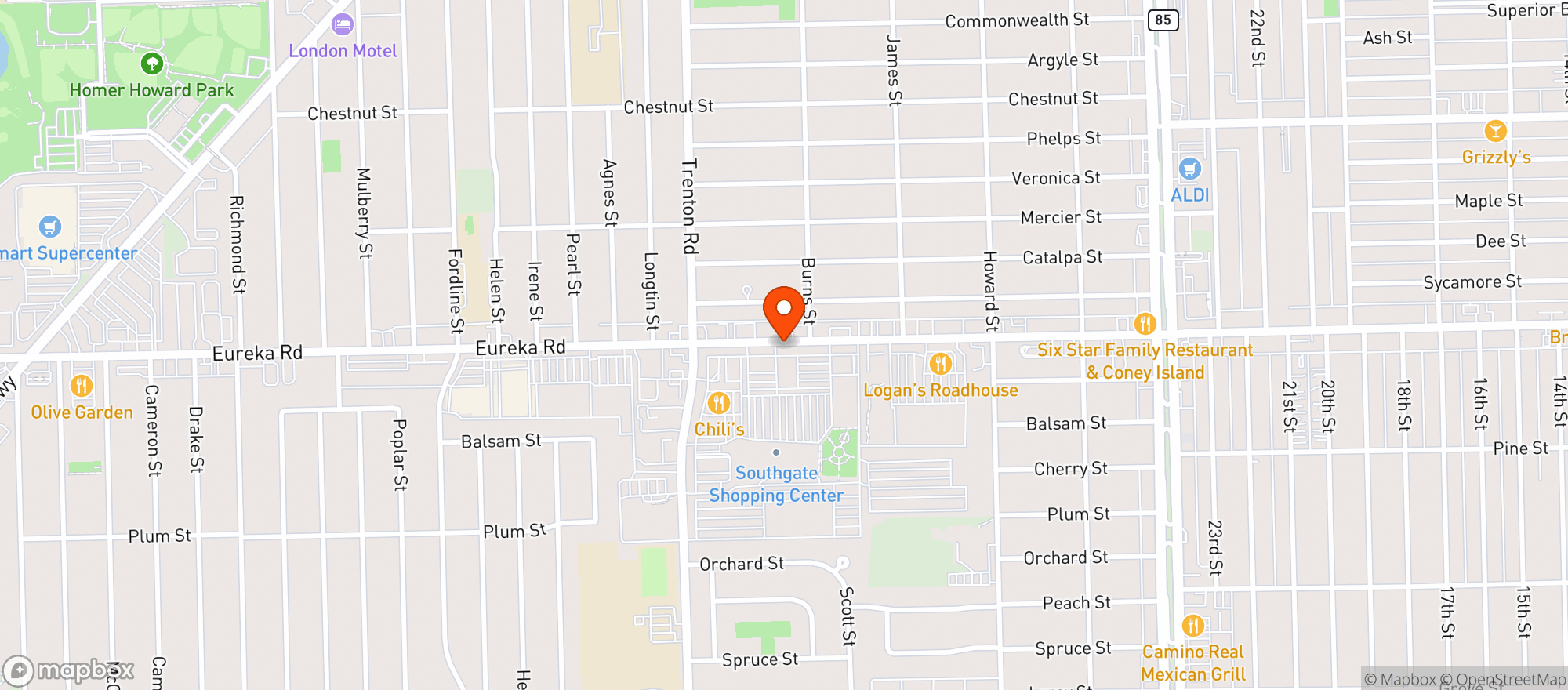 Map showing Buffalo Wild Wings Grill & Bar