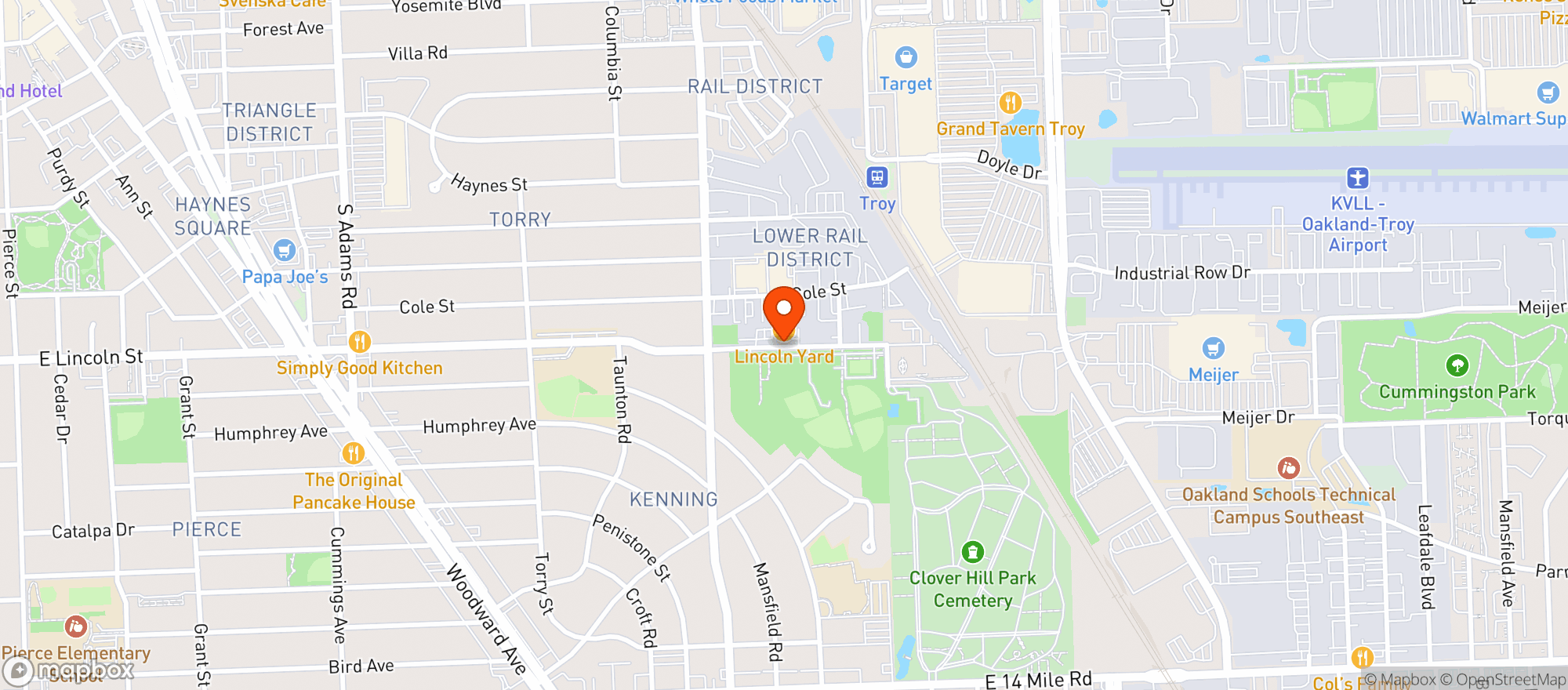 Map showing Lincoln Yard