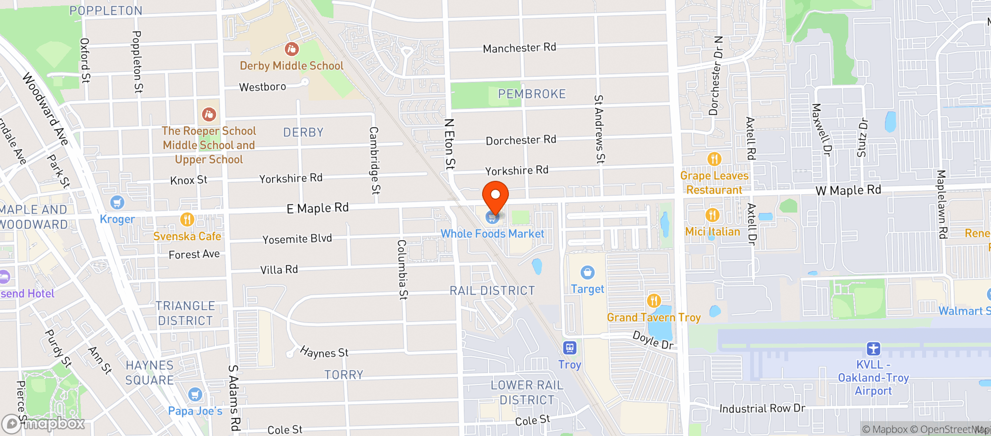 Map showing Whole Foods Market (Birmingham)