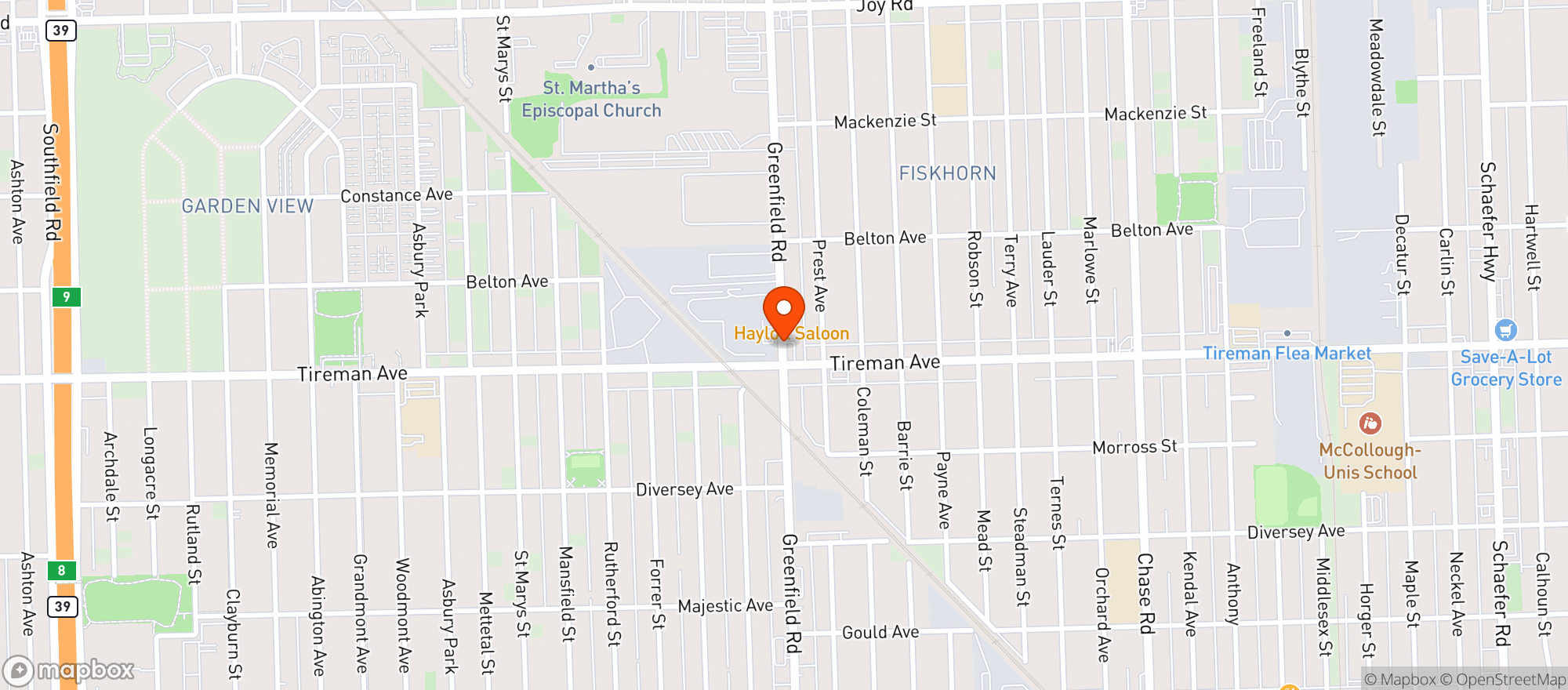 Map showing Vegas Liquor & Wine Shoppe
