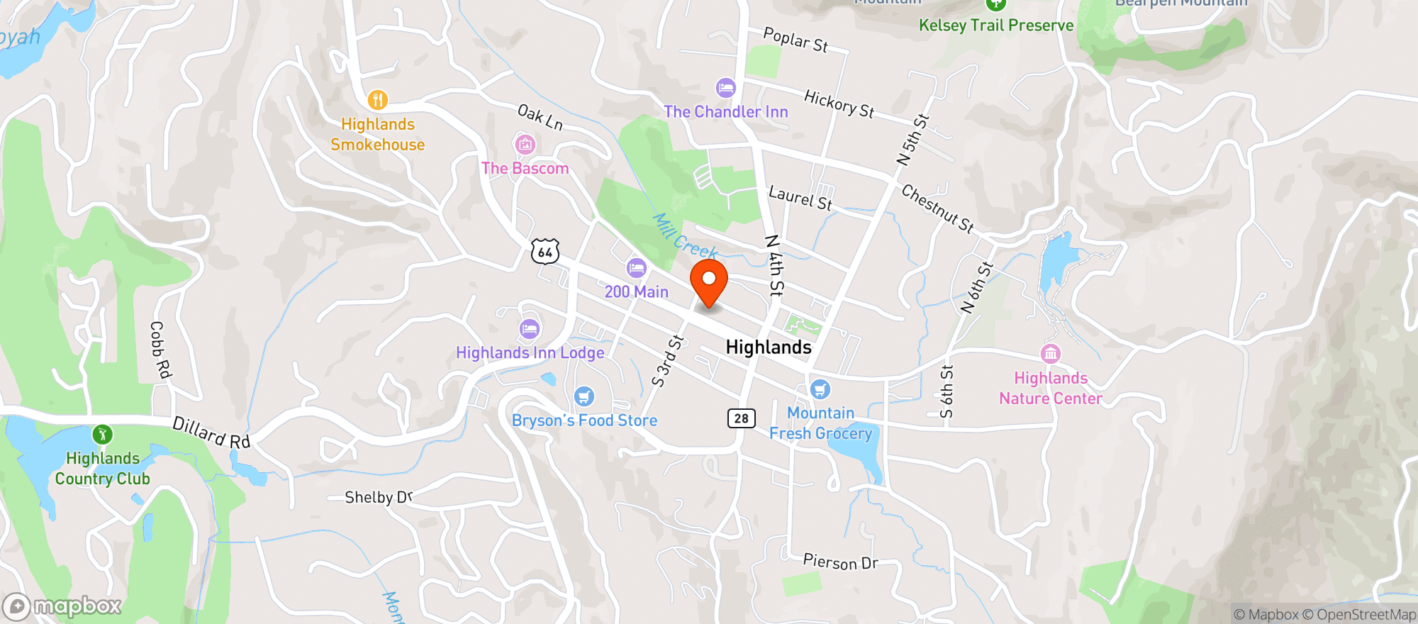 Map showing Highlands Mercantile