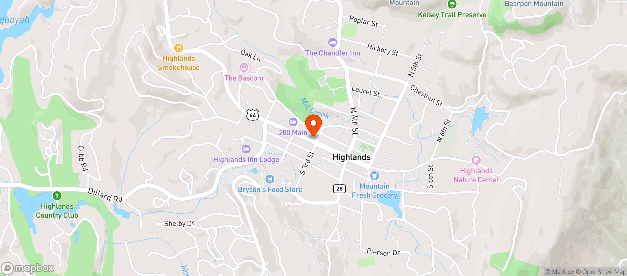 Map showing Highlander Mountain House - Main Street