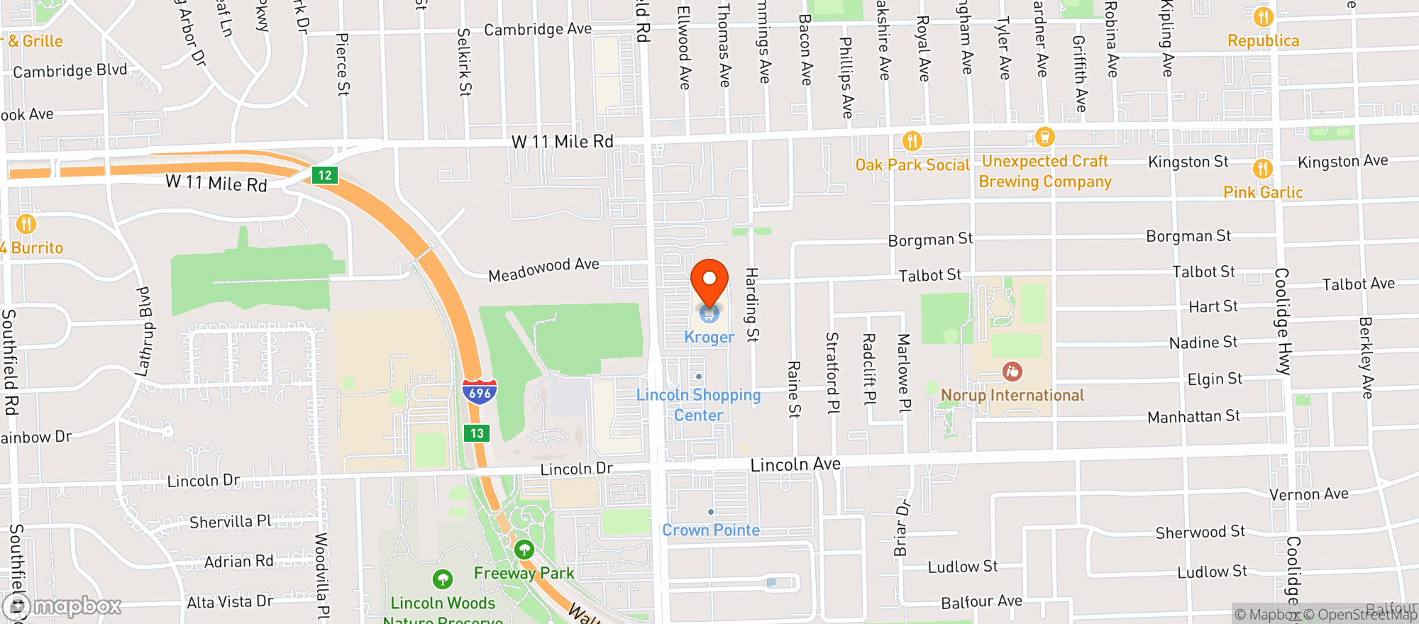 Map showing Kroger