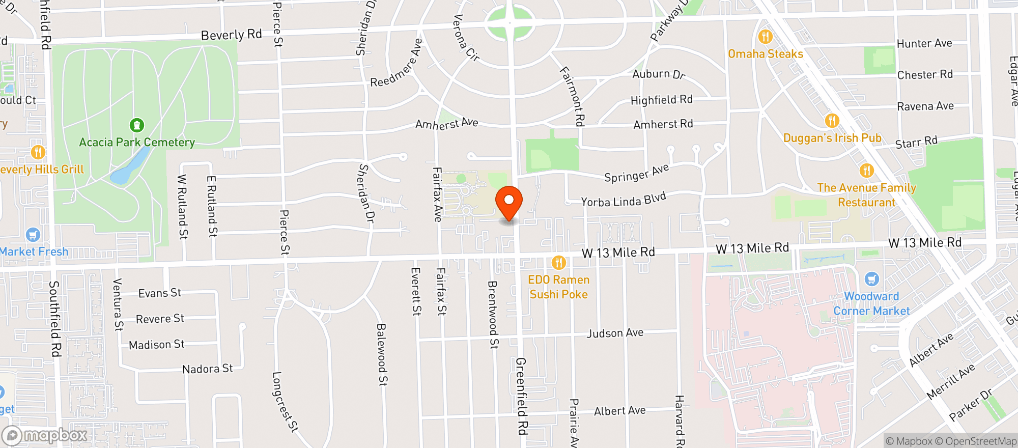Map showing Beverage Warehouse