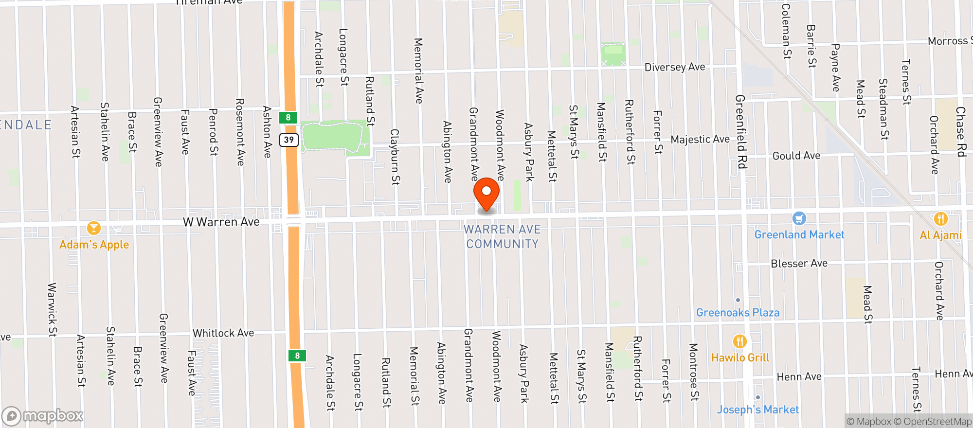 Map showing Fairline Food Center