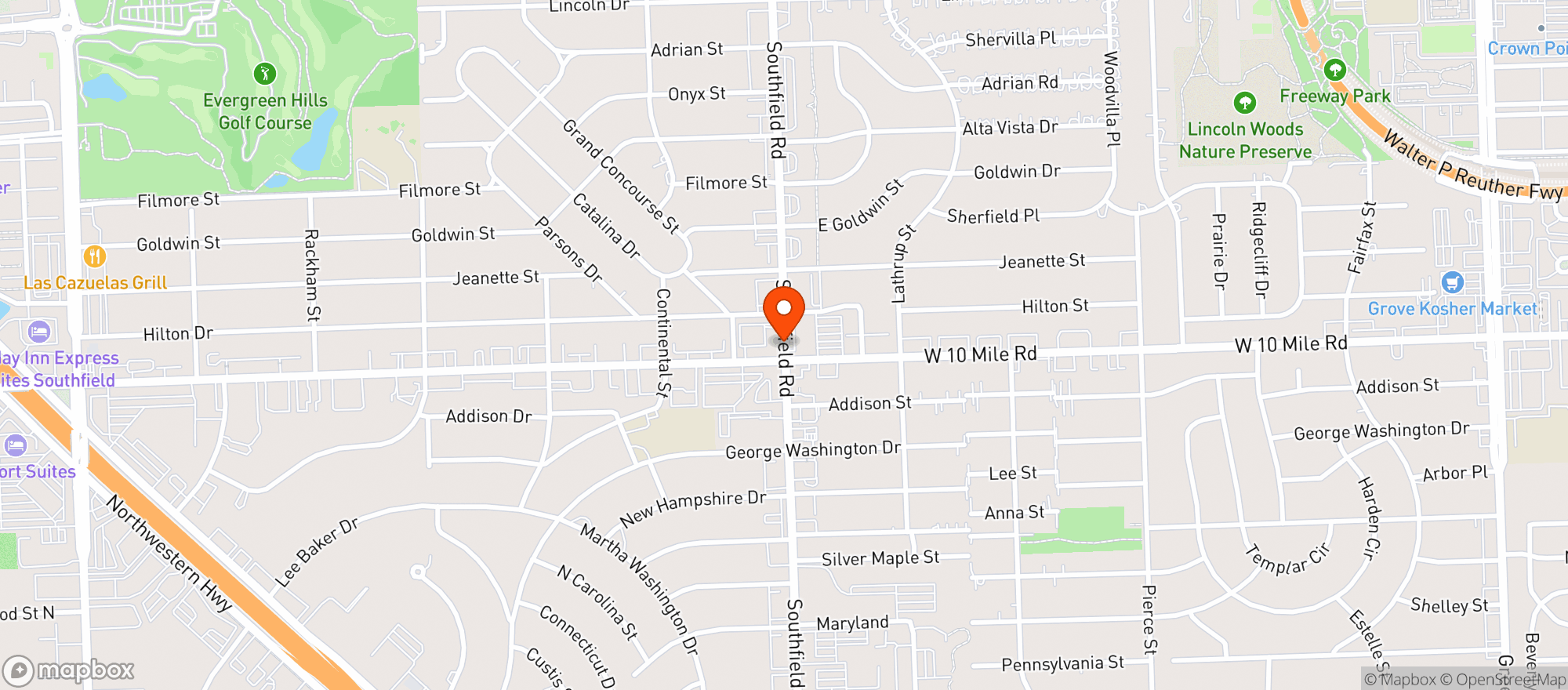 Map showing Abbey Wine & Liquor Shop