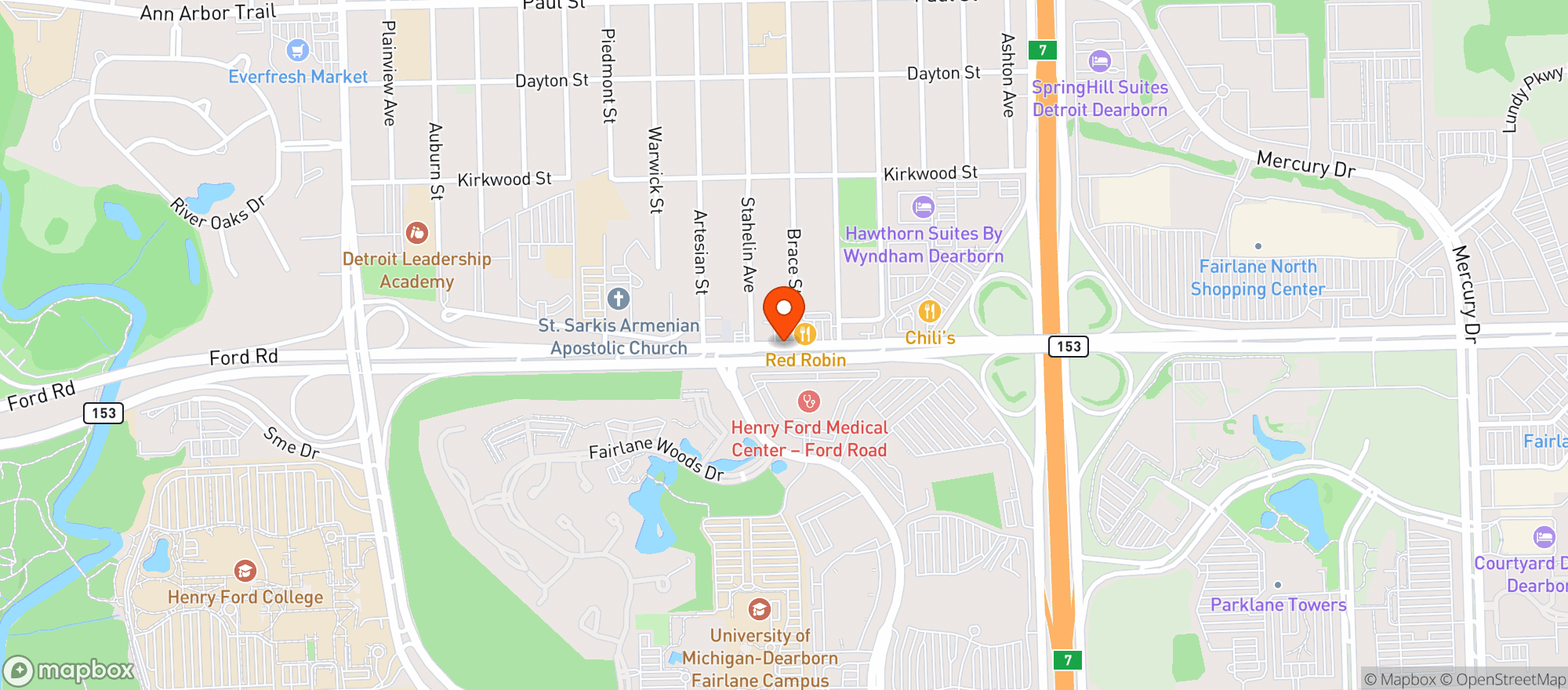 Map showing Fairlane Liquor Shop