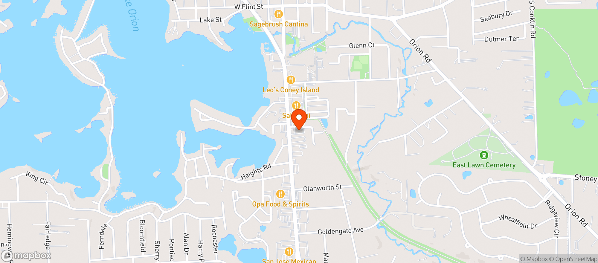 Map showing Lake Village Stop