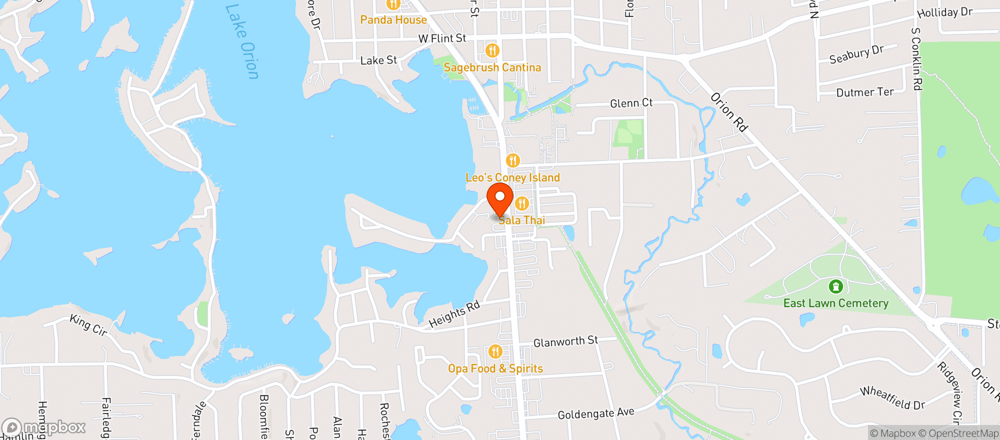 Map showing Orion Food Stop