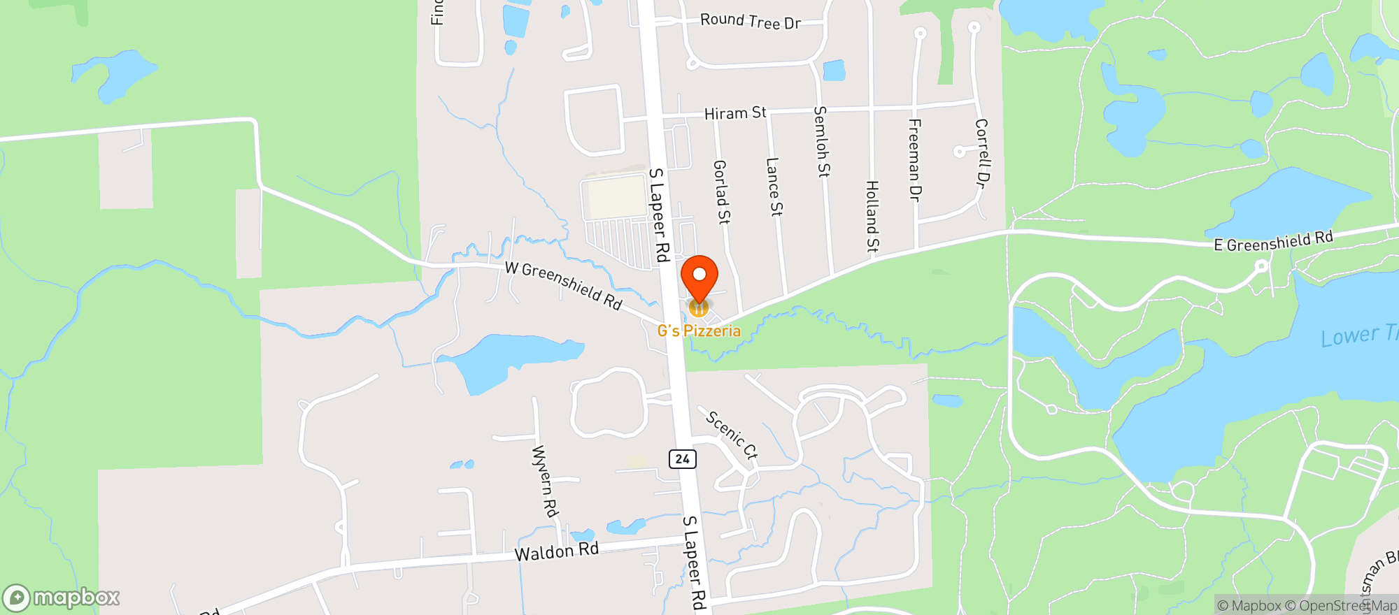 Map showing Gs Pizzeria & Deli