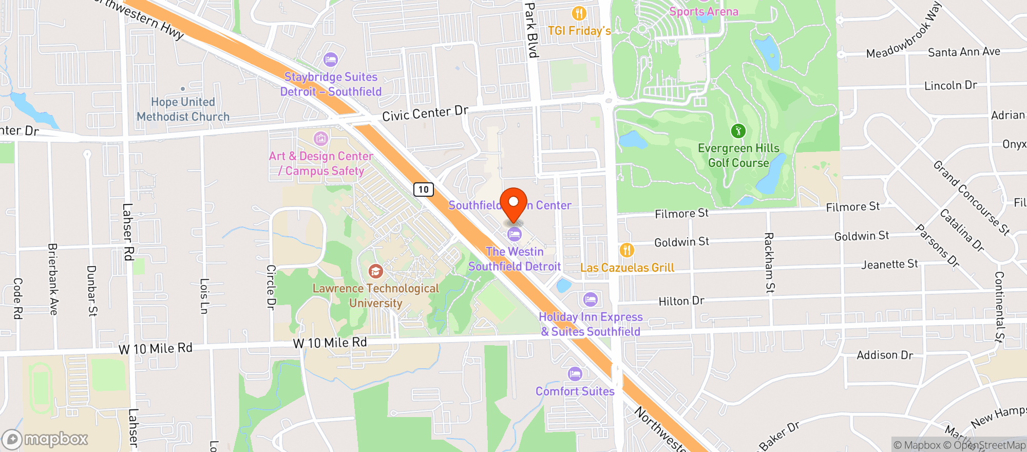 Map showing Westin Hotels & Resorts