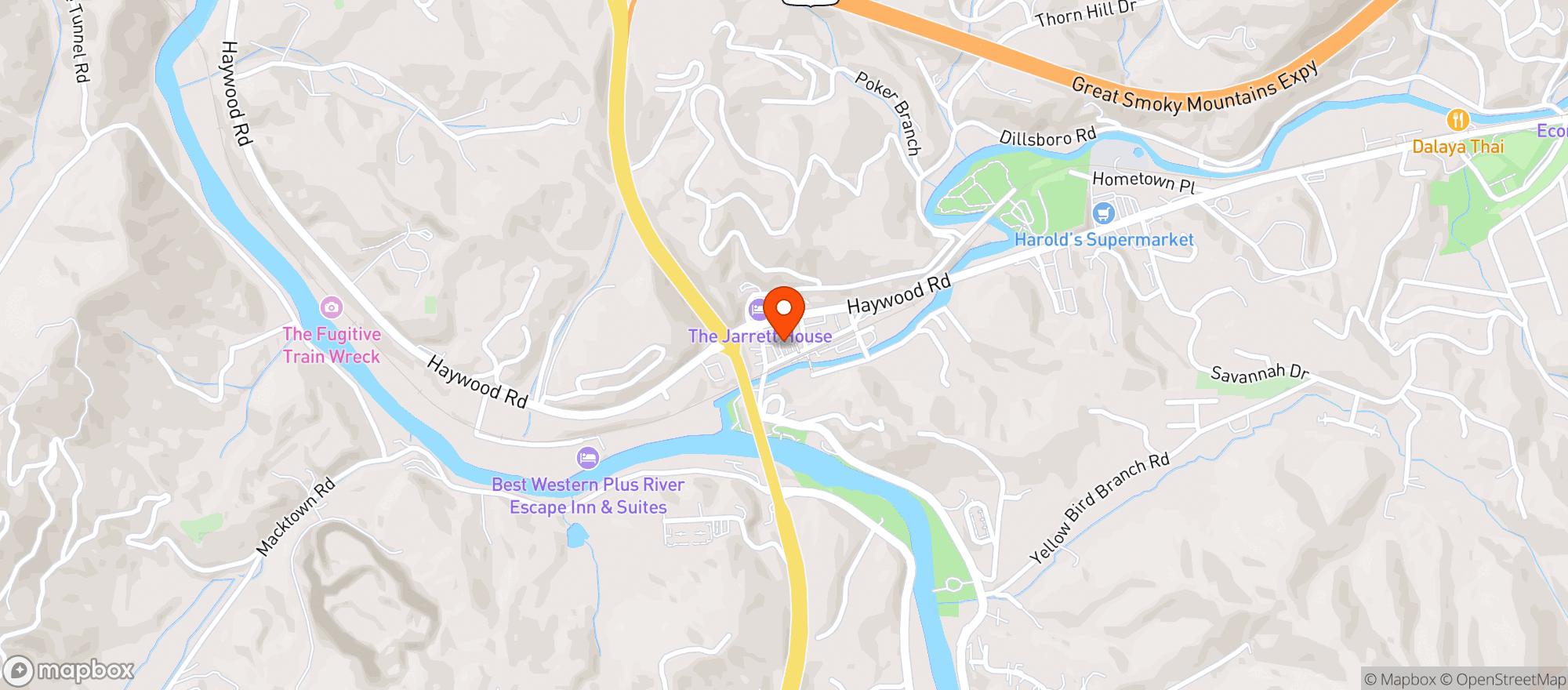 Map showing Quirky Birds Treehouse & Bistro