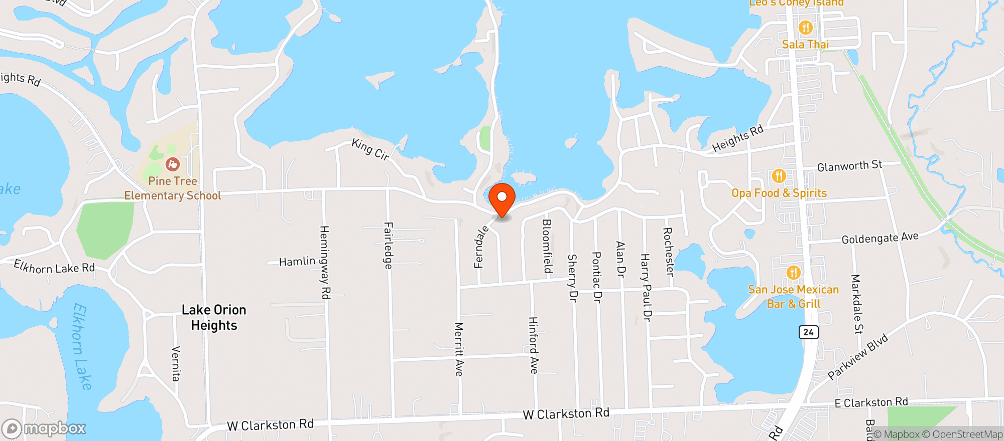 Map showing Ricks On The Lake Party Store
