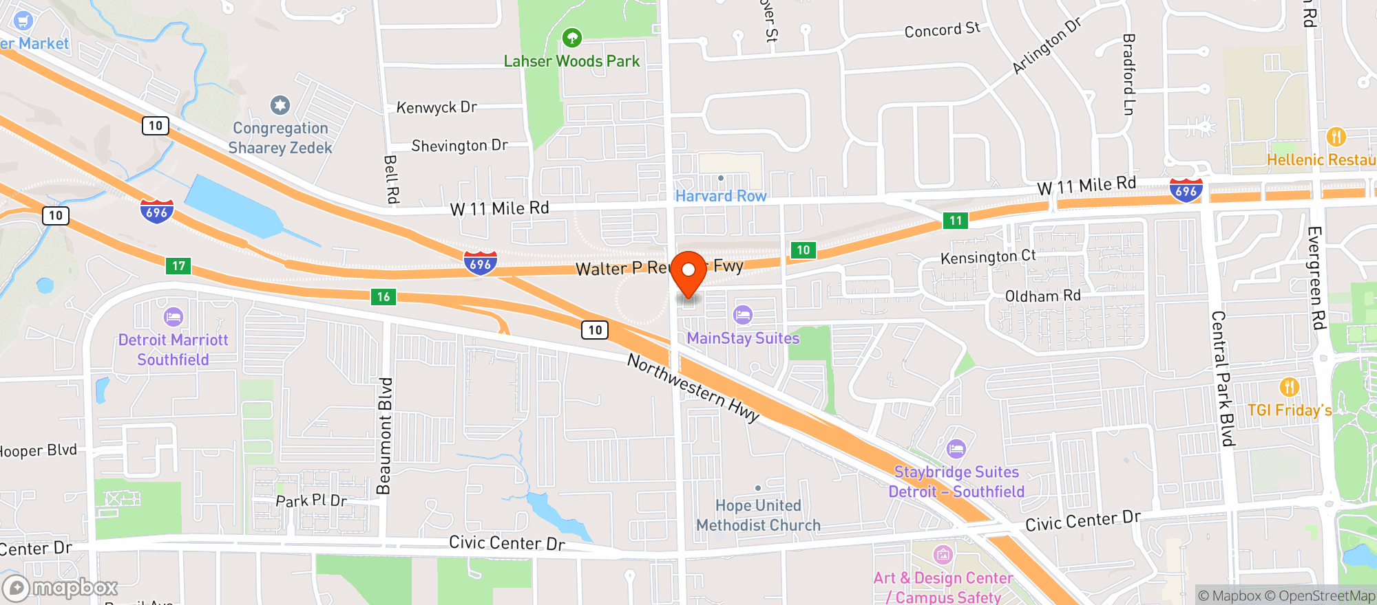 Map showing Lume - Southfield