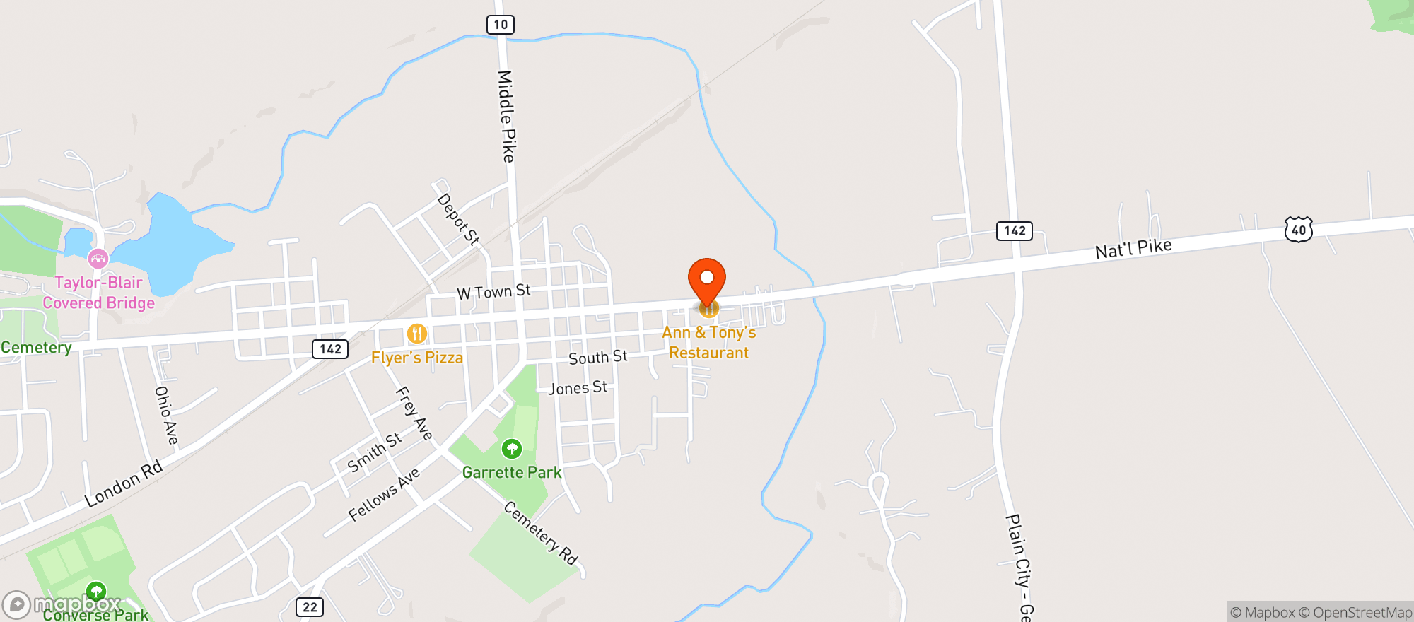 Map showing Ann & Tonys Restaurant