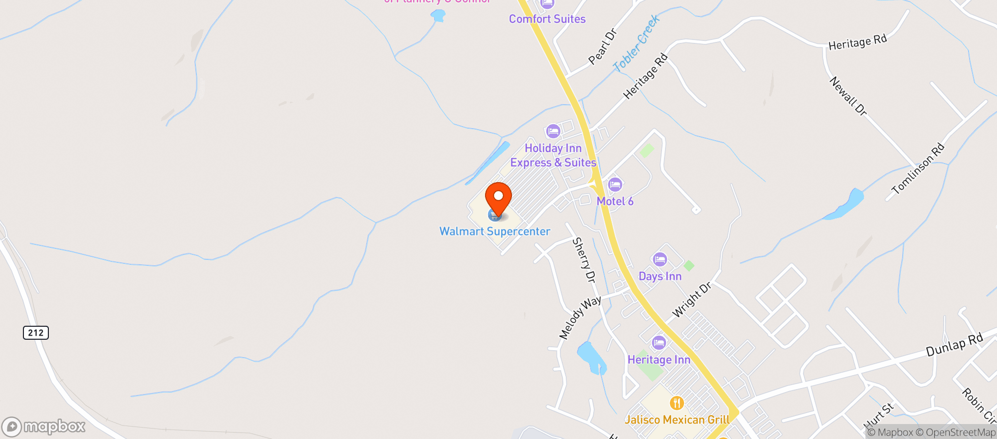 Map showing WALMART SUPERCENTER