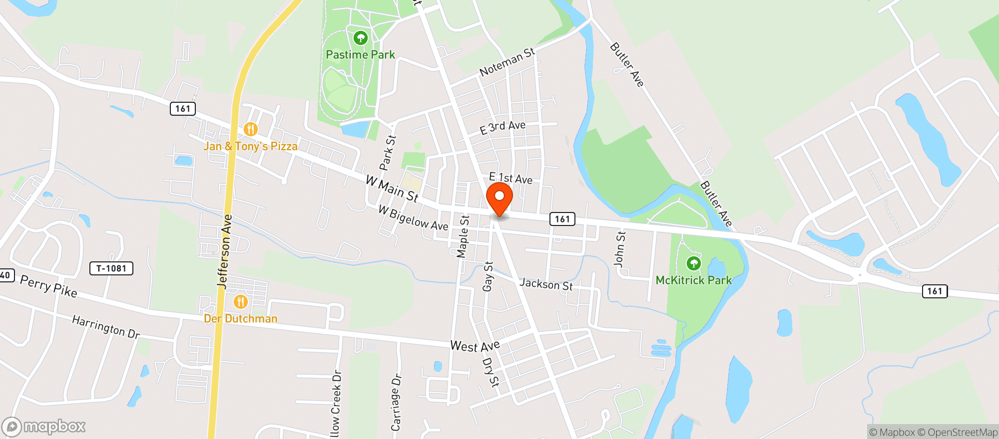 Map showing The Clocktower Kitchen & Bar