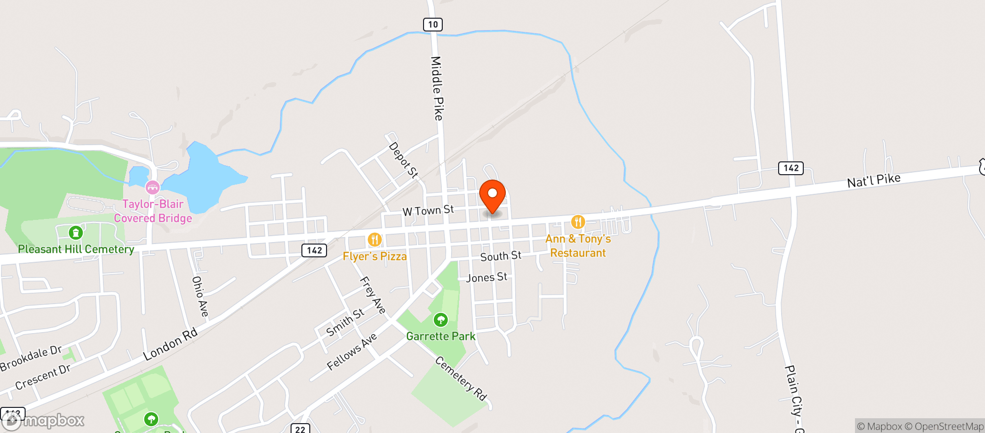 Map showing National Road Bar & Grill