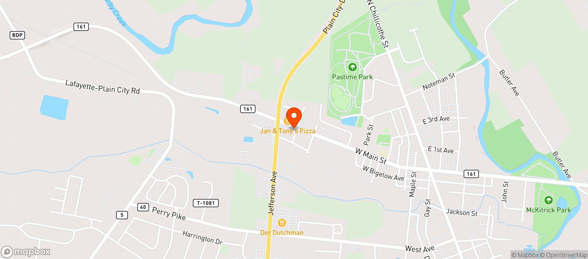 Map showing LOVEJOYS FOOD MART